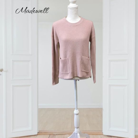 Madewell Ribbed Dropped Shoulder Sweater Wisteria, Sz XS - Picture 3 of 11